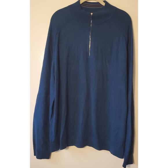 Ted Baker London Cerulean Blue Quarter Zip Wool Blend Men's Sweater Size 2XL - Picture 1 of 11